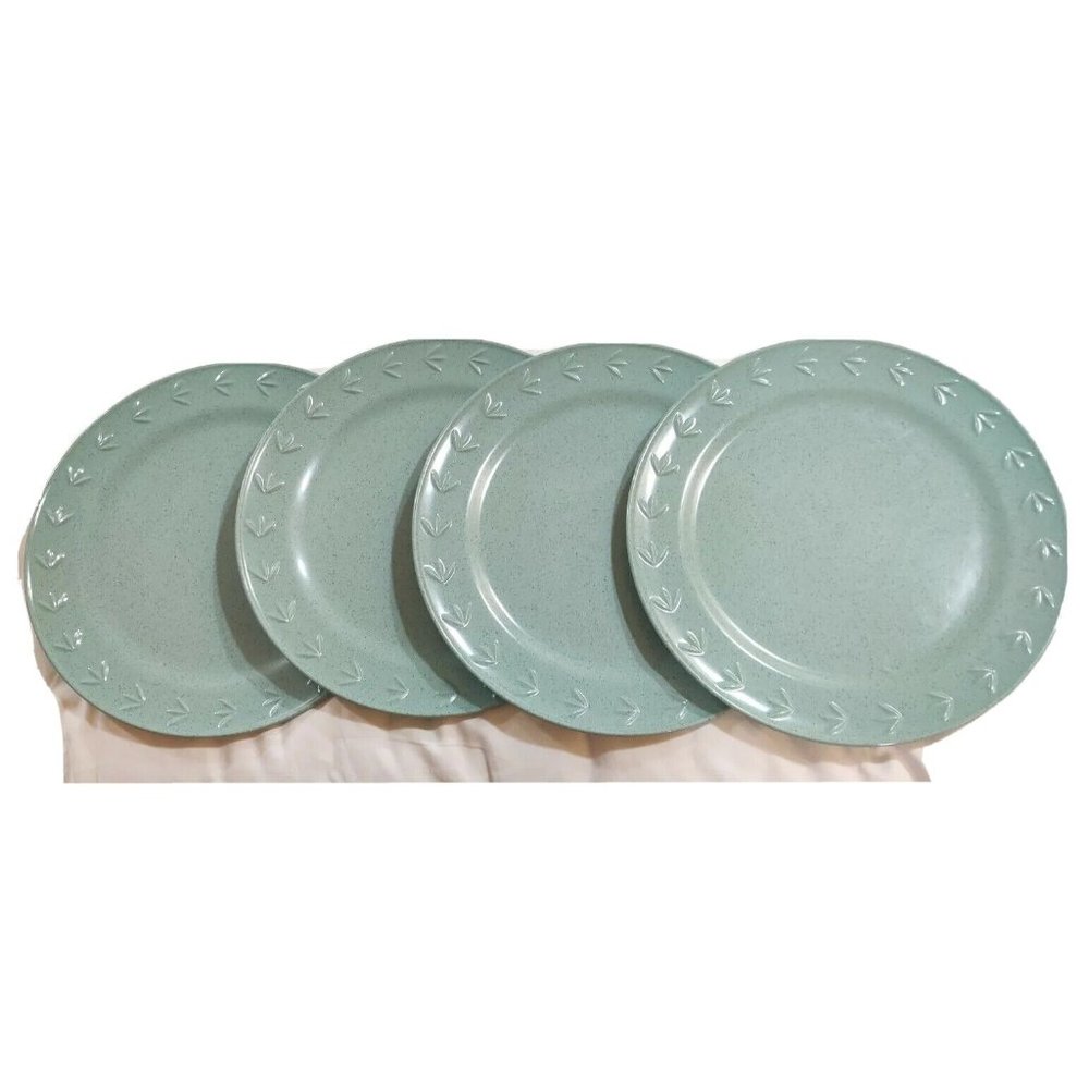 Precidio Melamine 11” Diameter (4) Platter Plate Aqua Turquoise Speckle Design